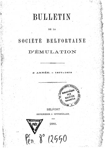 01/01/1877 - Bulletin de la Société belfortaine d'émulation [Texte imprimé]