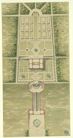Plan du casino du château de Caprarolla et de ses jardins / Pierre-Adrien Pâris , [S.l.] : [P.-A. Pâris], [1700-1800]