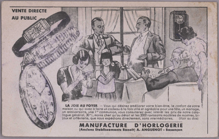 Manufacture d'Horlogerie (Ancien Etablissement Benoit) A. Anguenot, Besançon [image fixe] , 1904/1930