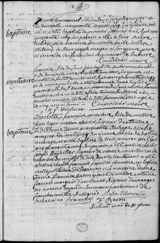 Paroisse Saint Pierre : baptêmes (naissances), mariages, sépultures (décès) (1er janvier au 29 décembre 1745)