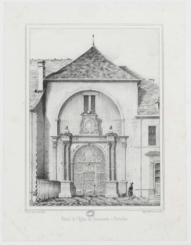 Portail de l'église des Annonciades à Pontarlier [image fixe] / G. Colin Avocat del. et lith:  ; impe: de A. Girod à Besançon , Besançon : A. Girod, 1800/1899