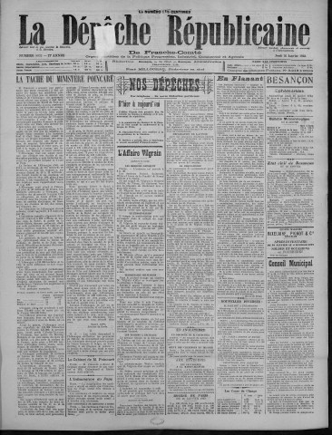26/01/1922 - La Dépêche républicaine de Franche-Comté [Texte imprimé]