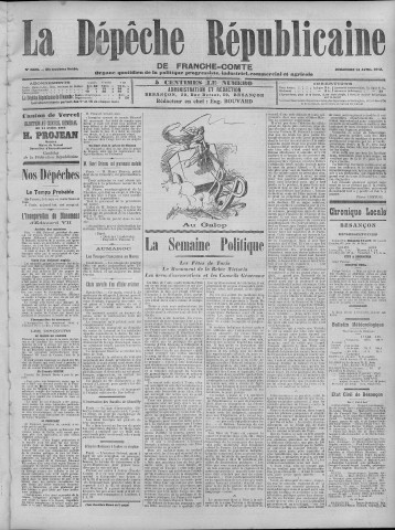 14/04/1912 - La Dépêche républicaine de Franche-Comté [Texte imprimé]