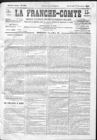 13/11/1862 - La Franche-Comté : organe politique des départements de l'Est