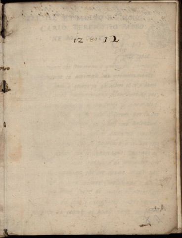 Ms 597 - « A ragionar d'amore, dialogo da Mario Melechini : parte prima »