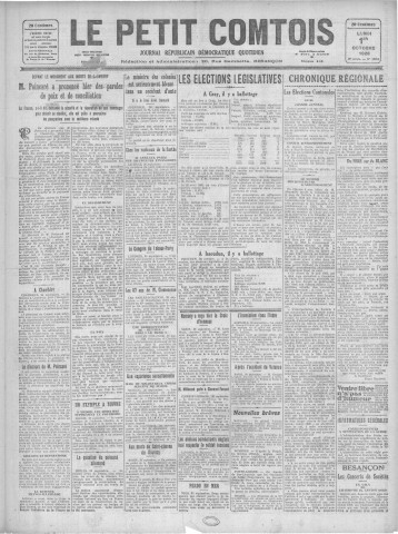 01/10/1928 - Le petit comtois [Texte imprimé] : journal républicain démocratique quotidien