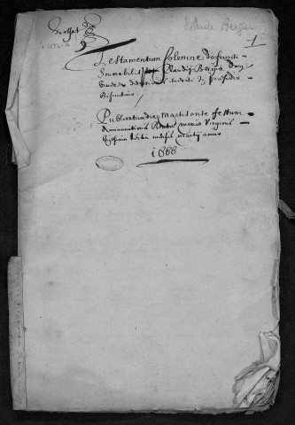 Ms 1296-16 - Testaments provenant de l'officialité de Besançon : 1666/1668