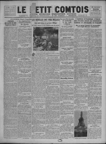 09/02/1937 - Le petit comtois [Texte imprimé] : journal républicain démocratique quotidien