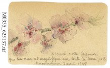 Branche de fleurs, avril 1945, carte réalisée par Lou Blazer, dessin