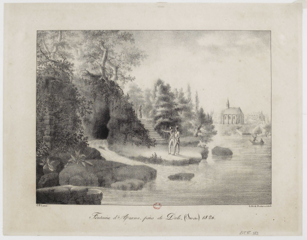 Fontaine d'Azans, près de Dôle (Jura) 1826 [image fixe] / C. P. Lainé, Lith. de Pointurier, à Dole , 1826