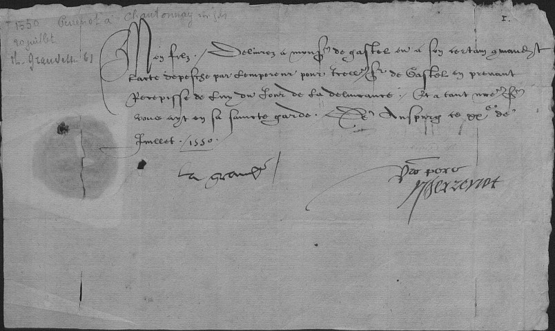 Ms Granvelle 61 - Chantonnay. Tome X. Correspondance et pièces diverses concernant Thomas Perrenot, sieur de Chantonnay, et surtout son fils François Perrenot, comte de Cantecroy (20 juillet 1550-12 décembre 1607)