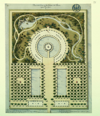 Plan de la volière et des viviers de Varron, d'après Pirro Ligorio / Pierre-Adrien Pâris , [S.l.] : [P.-A. Pâris], [1700-1800]