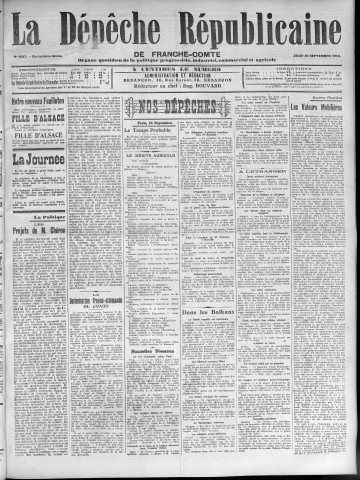 25/09/1913 - La Dépêche républicaine de Franche-Comté [Texte imprimé]