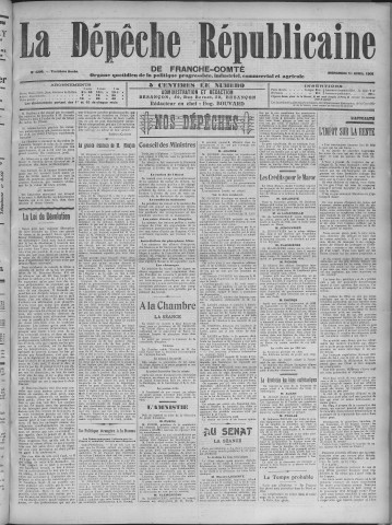 01/04/1908 - La Dépêche républicaine de Franche-Comté [Texte imprimé]