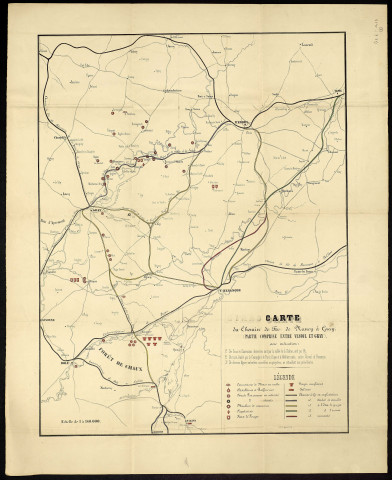 Carte de chemin de Fer de Nancy à Gray. [Document cartographique] , Gray : lith. O. Querin, 1850/1900