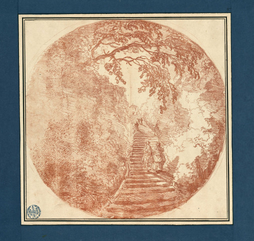 3 - Vue d'un escalier dans les jardins d'une villa , [Rome], [circa 1764]