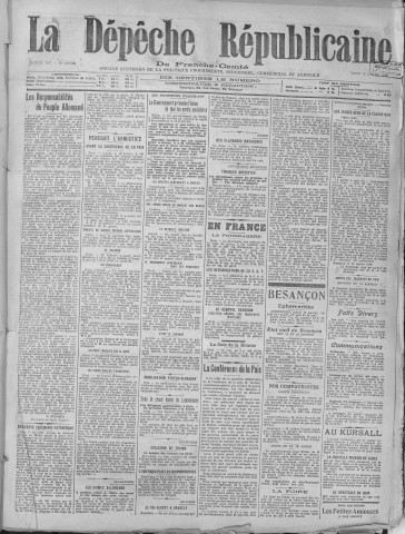 14/01/1919 - La Dépêche républicaine de Franche-Comté [Texte imprimé]