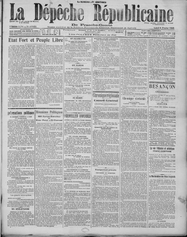 06/02/1928 - La Dépêche républicaine de Franche-Comté [Texte imprimé]