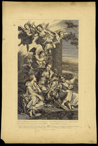 [La Vertu héroïque victorieuse des vices accompagnée des autres Vertus et couronnée par les mains de la gloire] [image fixe] / Steph. Picart Romanus Sculp. 1672 , 1672