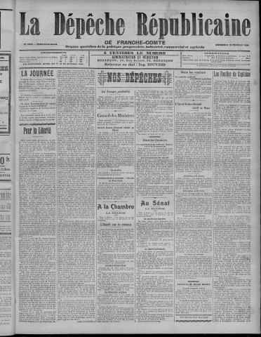 10/02/1909 - La Dépêche républicaine de Franche-Comté [Texte imprimé]