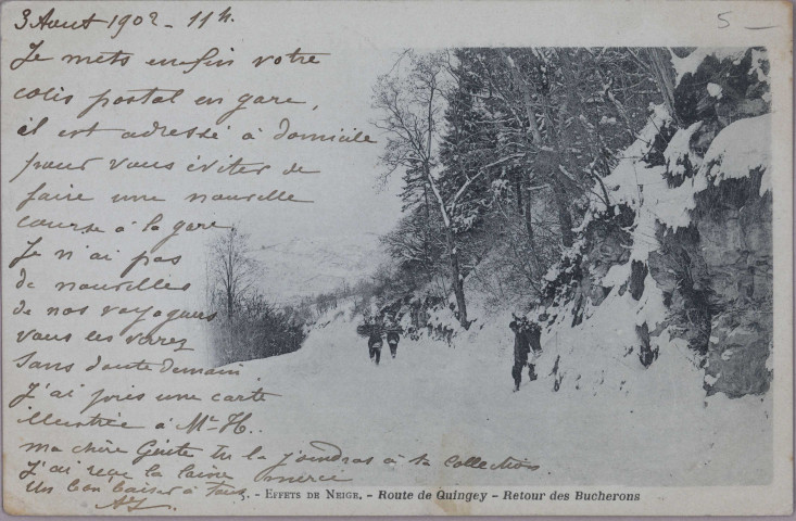 Besançon - Effets de neige. - la Route de Quingey - Retour des Bucherons. [image fixe] , 1897/1902