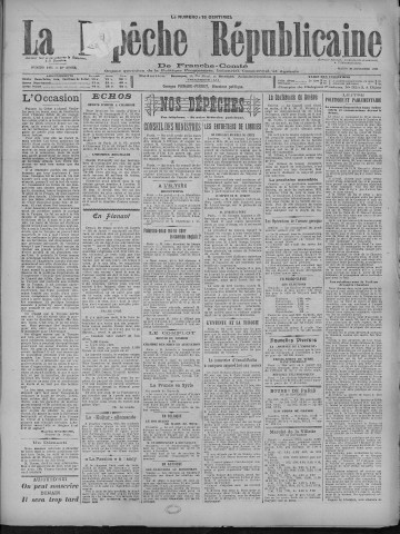 30/11/1920 - La Dépêche républicaine de Franche-Comté [Texte imprimé]