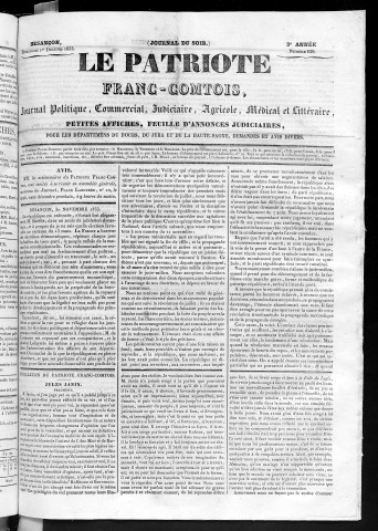 01/12/1833 - Le Patriote franc-comtois