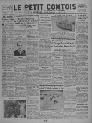 25/12/1938 - Le petit comtois [Texte imprimé] : journal républicain démocratique quotidien