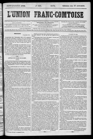26/09/1879 - L'Union franc-comtoise [Texte imprimé]