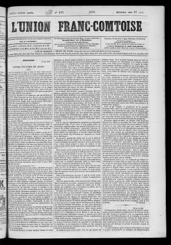16/08/1876 - L'Union franc-comtoise [Texte imprimé]