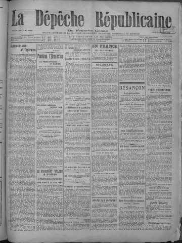 16/12/1918 - La Dépêche républicaine de Franche-Comté [Texte imprimé]