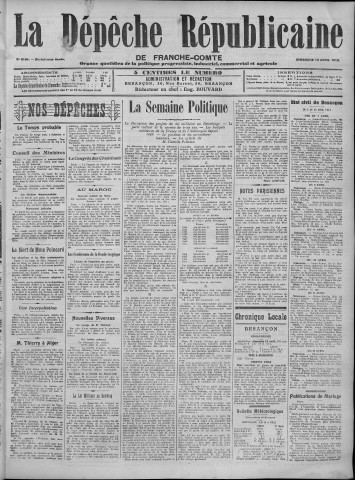 13/04/1913 - La Dépêche républicaine de Franche-Comté [Texte imprimé]