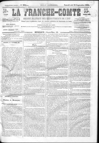 21/09/1861 - La Franche-Comté : organe politique des départements de l'Est