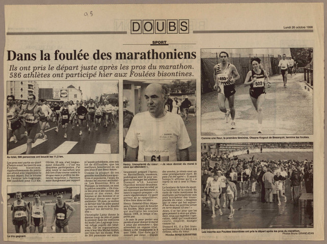 Marathon de Besançon, édition 1998 : dossier d'organisation