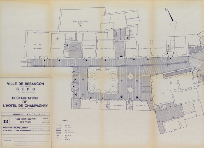 Hôtel de Champagney, 37 rue Battant, projet de restauration : plans, correspondance, coupures de presse, notices de présentation, dossier administratif