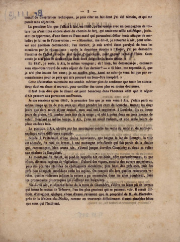 Quinze jours à Aix-les-Bains [Texte imprimé] / par Th. Br... d'Uz... [Signé : Bruand d'Uzelle], Besançon : impr. M. Dodivers et cie, 1859  