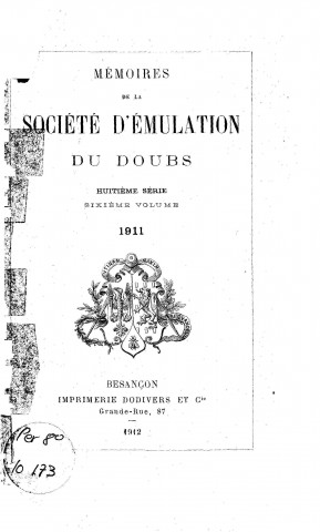 01/01/1911 - Mémoires de la Société d'émulation du Doubs [Texte imprimé]