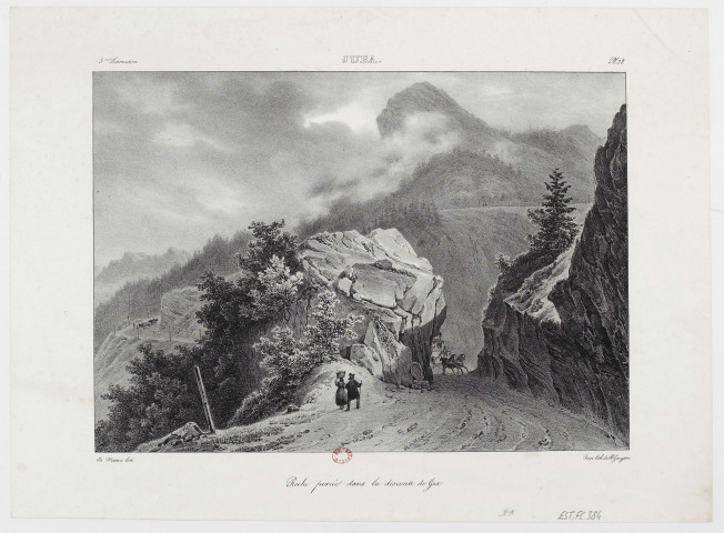 Roche percée dans la descente de Gex [estampe] : Jura / Ed. Hostein lith , [Paris] : Imp. lith. de H. Gaugain, [1800-1899]