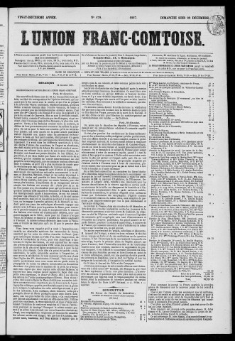 22/12/1867 - L'Union franc-comtoise [Texte imprimé]