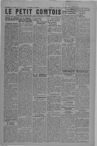 31/03/1944 - Le petit comtois [Texte imprimé] : journal républicain démocratique quotidien