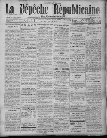 15/05/1928 - La Dépêche républicaine de Franche-Comté [Texte imprimé]