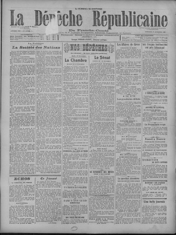 17/11/1920 - La Dépêche républicaine de Franche-Comté [Texte imprimé]