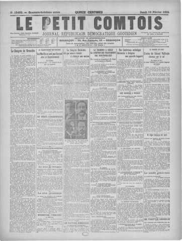 12/02/1925 - Le petit comtois [Texte imprimé] : journal républicain démocratique quotidien