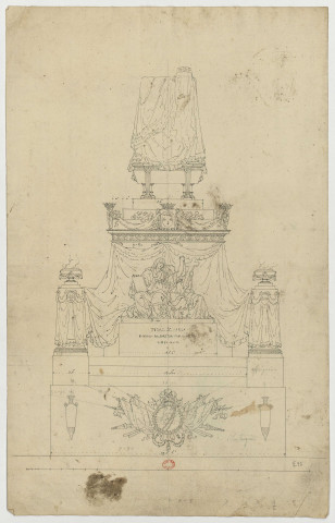 Etude pour le catafalque de Charles III d'Espagne [Dessin] 1789