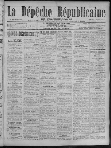09/09/1906 - La Dépêche républicaine de Franche-Comté [Texte imprimé]