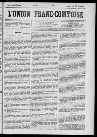 22/12/1876 - L'Union franc-comtoise [Texte imprimé]