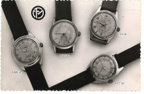 Etablissements François Miserez (16 rue Suard, Besançon), fabricant de boîtiers de montres : 3 cartes postales publicitaires représentant des modèles de montres bracelets.