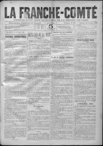 26/10/1889 - La Franche-Comté : journal politique de la région de l'Est
