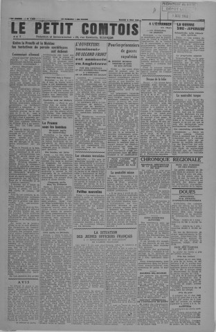09/05/1944 - Le petit comtois [Texte imprimé] : journal républicain démocratique quotidien