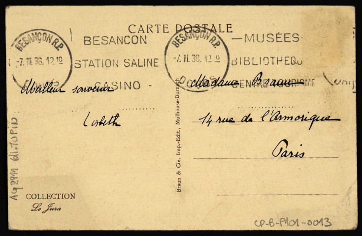 Besançon-les-Bains - Bastion Vauban - Pont de Canot et Rosemont [image fixe] , Mulhouse-Dornach : Braun & Cie, Imp.-Edit., 1930/1938